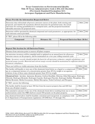 Form TCEQ-10119 Title 30 Texas Administrative Code 106.224 Checklist - Aerospace Equipment and Parts Manufacturing - Texas, Page 2