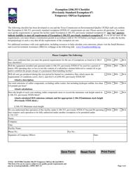 Document preview: Form TCEQ-10129 Exemption 106.353 Checklist - Temporary Oil/Gas Equipment - Texas