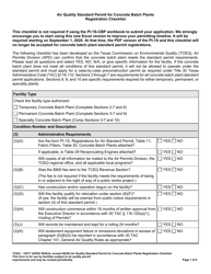 Document preview: Form TCEQ-10377 Air Quality Standard Permit for Concrete Batch Plants Registration Checklist - Texas