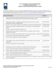 Form TCEQ-20334 Pollution Control Project Requirements Checklist - Texas