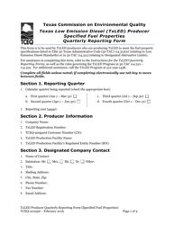 Form TCEQ-20195D Texas Low Emission Diesel (Txled) Producer Specified Fuel Properties Quarterly Reporting Form - Texas