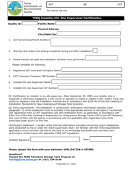 Document preview: Form TCEQ-20902 Tceq Installer/On Site Supervisor Certification - Texas