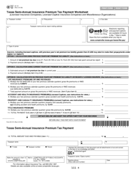 Document preview: Form 25-101 Texas Semi-annual Insurance Premium Tax Payment Worksheet - Texas