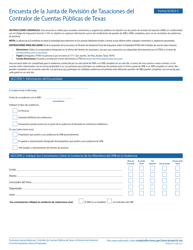 Formulario 50-823-S Encuesta De La Junta De Revision De Tasaciones Del Contralor De Cuentas Publicas De Texas - Texas (Spanish)