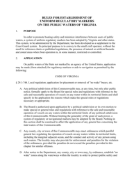 Application for Establishment of Regulatory Markers on Public Waters of Virginia - Virginia
