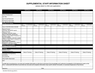 Document preview: Form 032-08-0149-00-ENG Supplemental Staff Information Sheet - Virginia