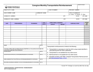 DCYF Form 07-090 Caregiver Monthly Transportation Reimbursement - Washington, Page 2