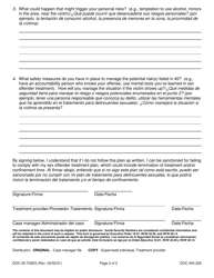 Form DOC05-702ES Contact/Safety Plan - Washington (English/Spanish), Page 2