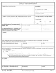 Document preview: DD Form 1594 Contract Completion Statement