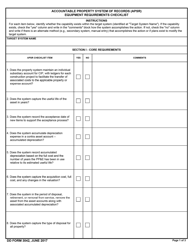 DD Form 3042 Accountable Property System of Records (Apsr) Equipment Requirements Checklist