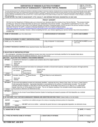 Document preview: DD Form 3047 Disposition of Remains Election Statement Notification of Subsequently Identified Partial Remains