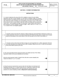 Document preview: SD Form 816C Application for Department of Defense Impact Aid for Children With Severe Disabilities (Continuation Sheet)