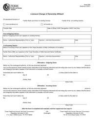 Document preview: Form 3725 Licensure Change of Ownership Affidavit - Texas