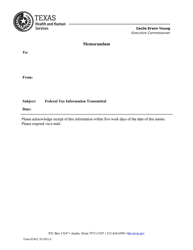 Document preview: Form H1862 Federal Tax Information Transmittal Memorandum - Texas