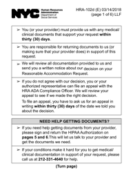 Form HRA-102D Request for Medical/Clinical Information (Large Print) - New York City, Page 2