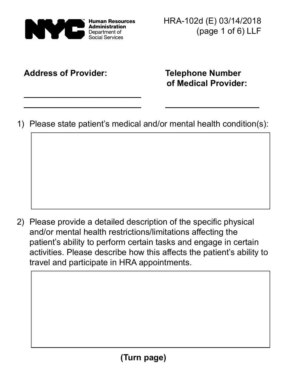 Form HRA-102D Request for Medical / Clinical Information (Large Print) - New York City, Page 4