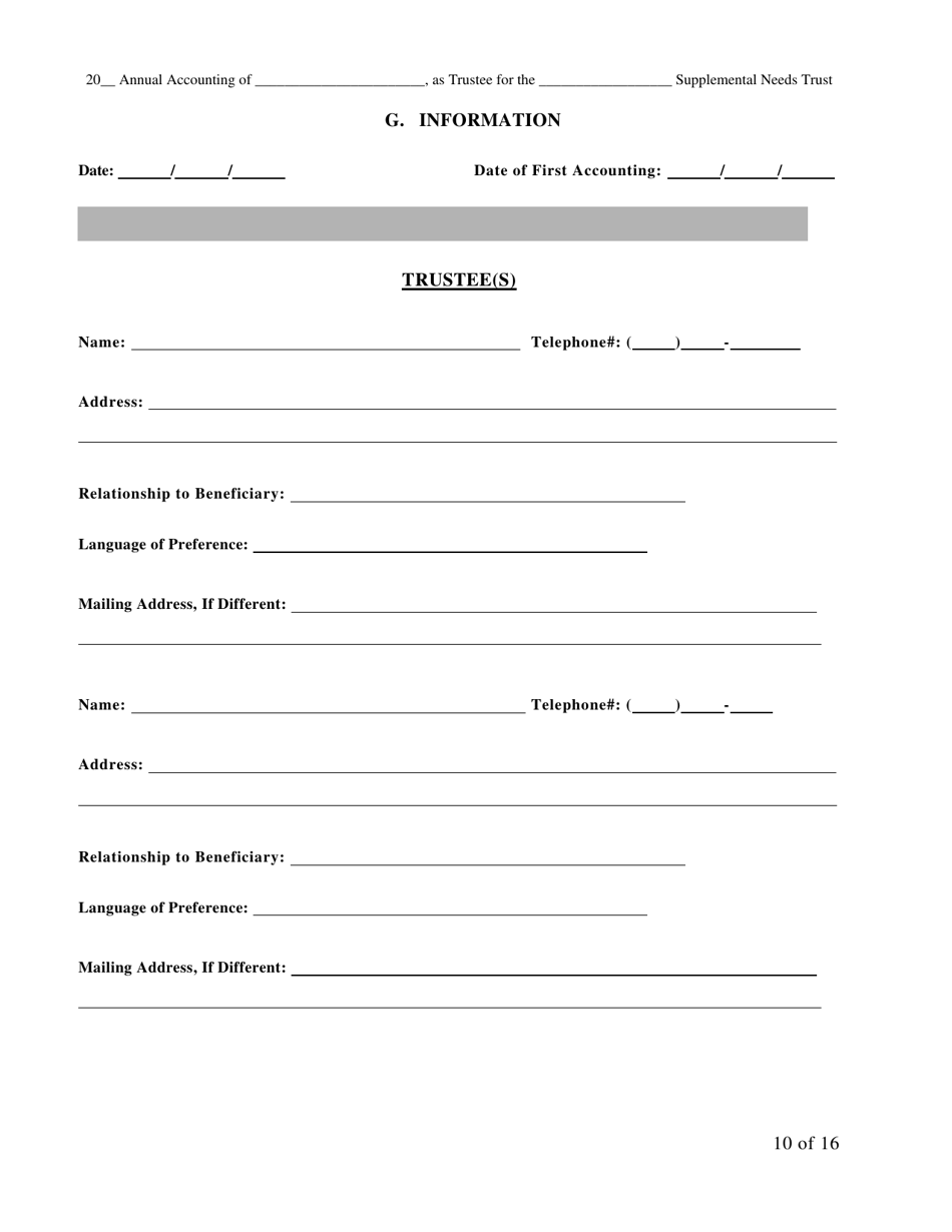 Form SNT-12 Supplemental Needs Trust Accounting - New York City, Page 10
