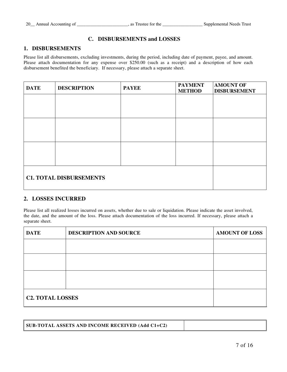 Form SNT-12 Supplemental Needs Trust Accounting - New York City, Page 7