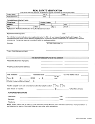 Document preview: ADFA Form 1002 Real Estate Verification - Arkansas