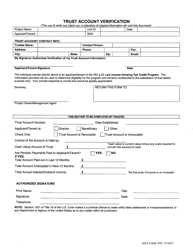 Document preview: ADFA Form 1000 Trust Account Verification - Arkansas