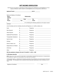 Document preview: ADFA Form 511 Gift Income Verification - Arkansas
