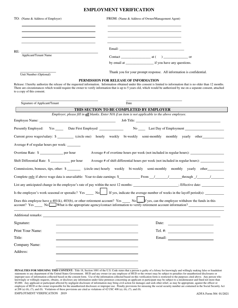 ADFA Form 504 - Fill Out, Sign Online and Download Fillable PDF ...