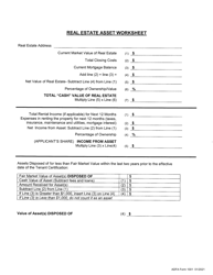 Document preview: ADFA Form 1001 Real Estate Asset Worksheet - Arkansas