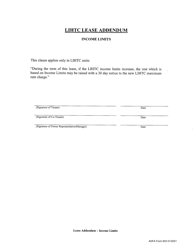 Document preview: ADFA Form 603 LIHTC Lease Addendum - Income Limits - Arkansas