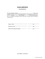 Document preview: ADFA Form 604 Lease Addendum - Lease Renewal - Arkansas