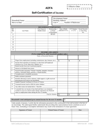 Document preview: ADFA Form 501 Self-certification of Income - Arkansas