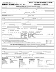 Form DWS-ARK-501 &quot;Application for Unemployment Insurance Benefits - Peuc&quot; - Arkansas