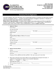 Cemetery Permit Application - Alabama