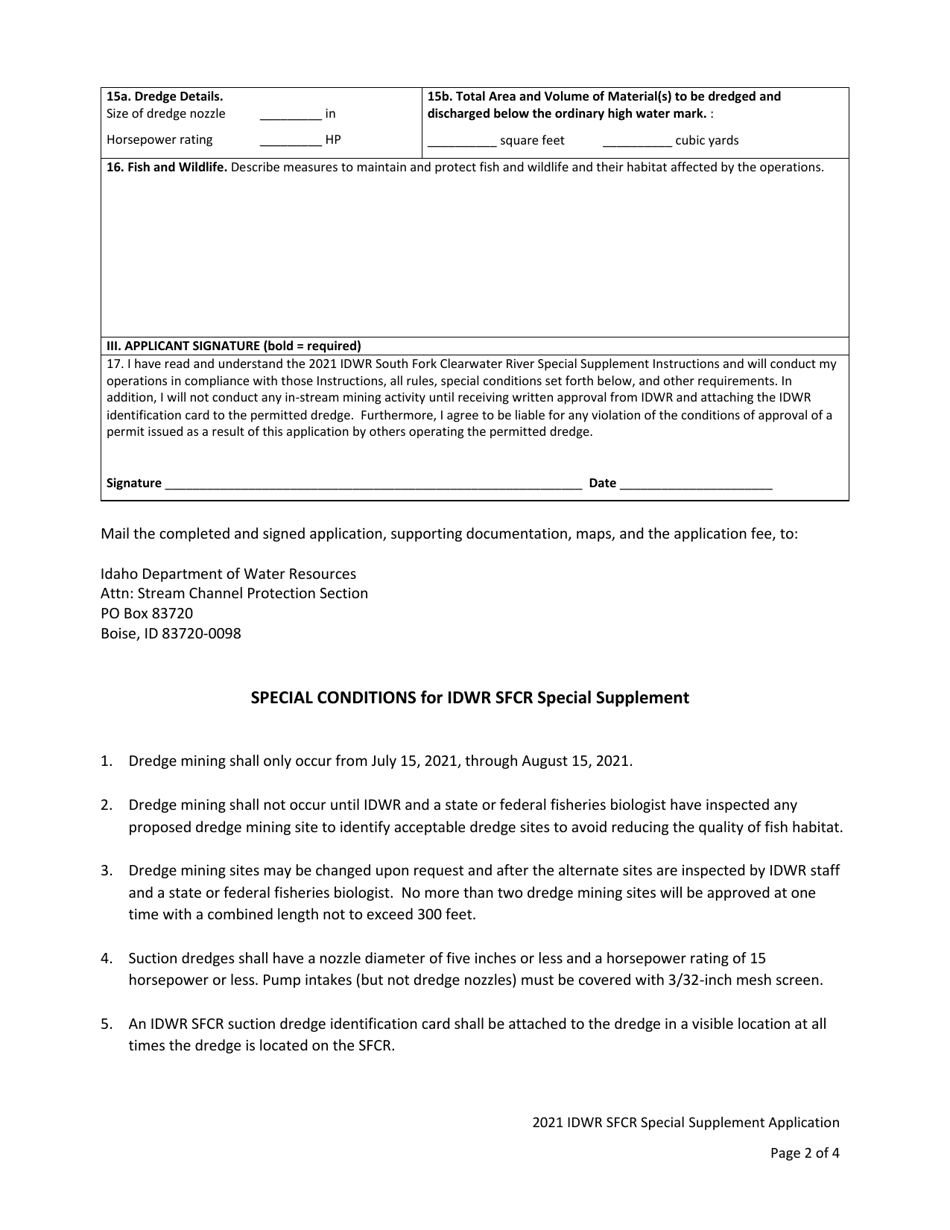 Idwr South Fork Clearwater River Special Supplement Application - Idaho, Page 4