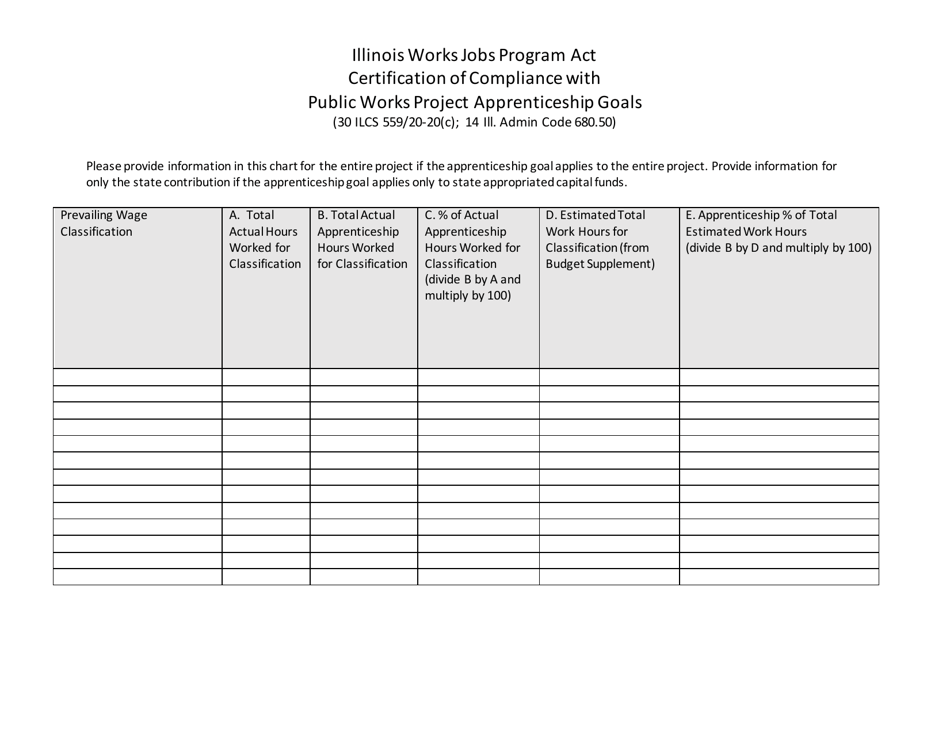Certification of Compliance With Public Works Project Apprenticeship Goals - Illinois, Page 2