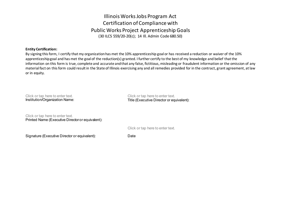 Certification of Compliance With Public Works Project Apprenticeship Goals - Illinois, Page 3