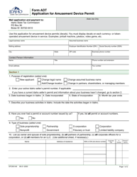 Form ADT (EFO00148) &quot;Application for Amusement Device Permit&quot; - Idaho