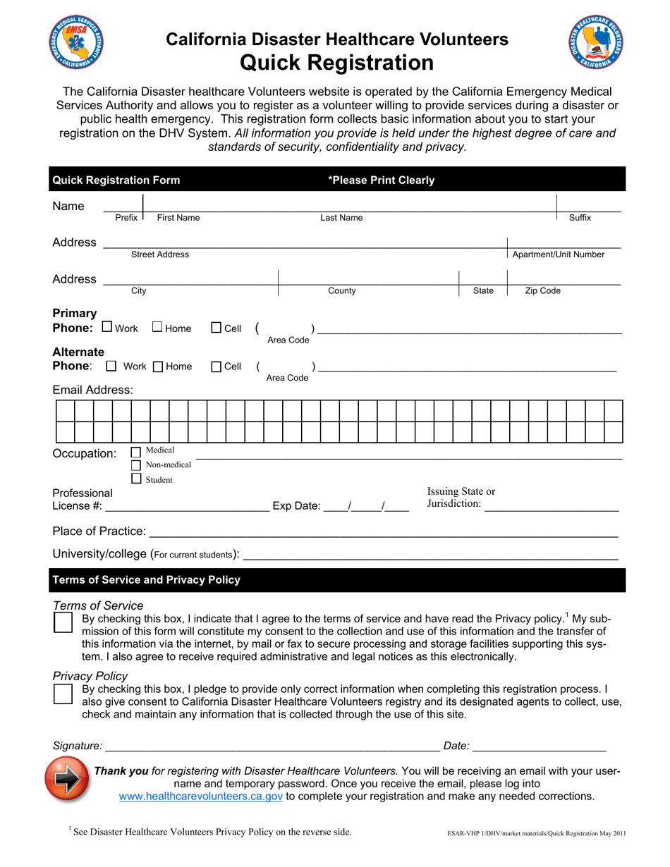 California Quick Registration - California Disaster Healthcare ...