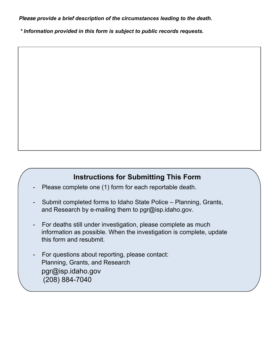 Death in Custody Reporting Act Form - Idaho, Page 3
