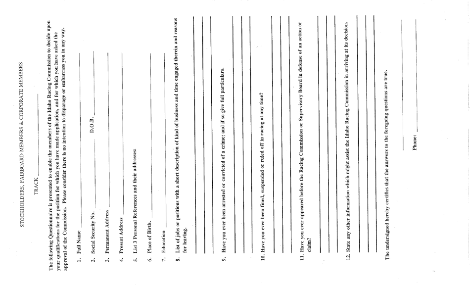 Application for Pari-Mutuel Race Meeting License (Simulcast License) - Idaho, Page 4