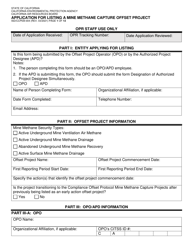 Document preview: Form ISD/CCPEB-004 Application for Listing a Mine Methane Capture Offset Project - California