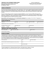 Form CO-1208 Temporary Post Retirement Reemployment - Connecticut