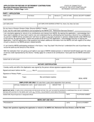 Form CO-1212 Mers Application for Refund of Retirement Contributions for Non-vested Members - Connecticut