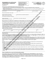 Formulario JD-FM-162S Requerimiento De Justificacion Y Notificacion Al Demandado - Connecticut (Spanish)