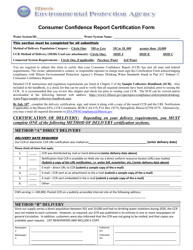 Form PWS294 (IL532-2984) &quot;Consumer Confidence Report Certification Form&quot; - Illinois