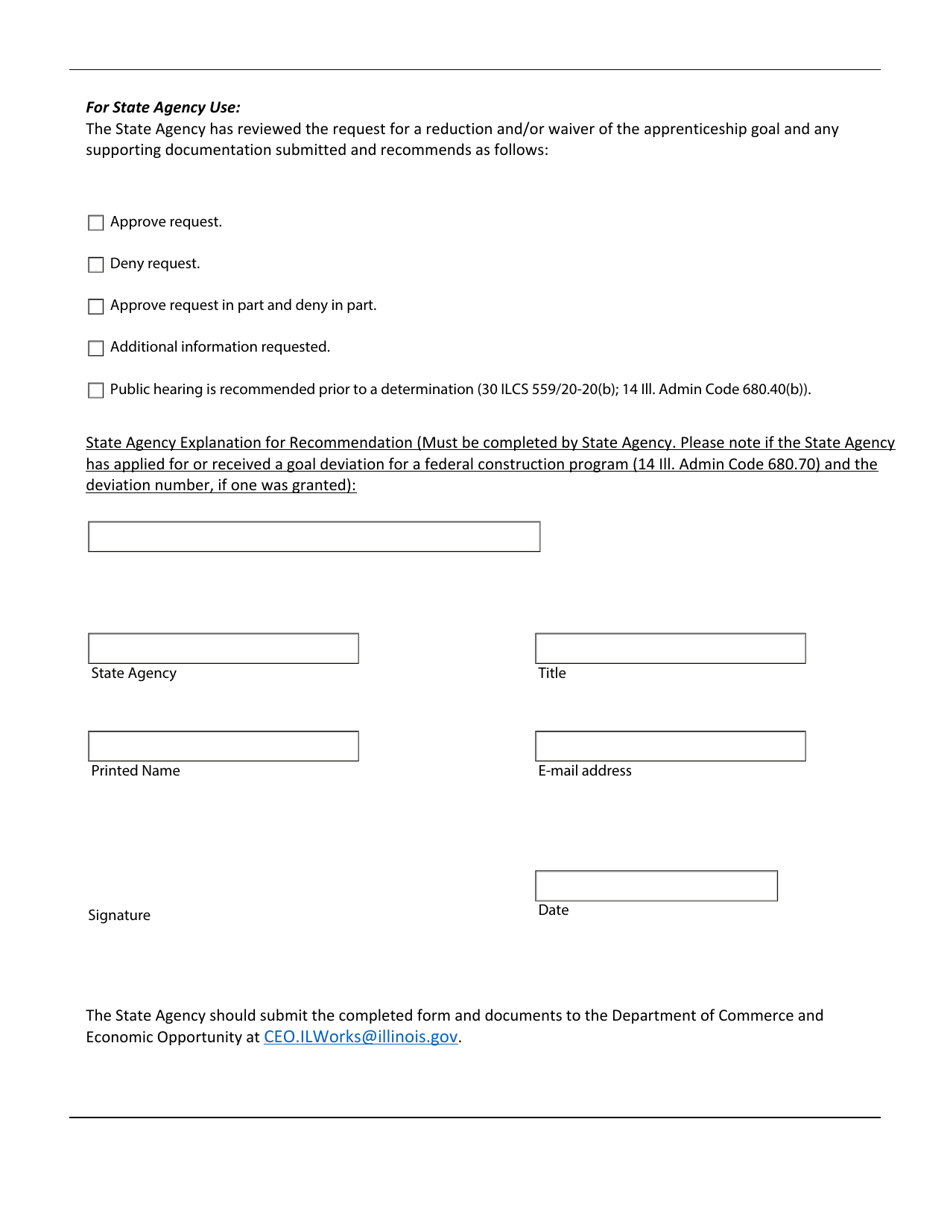 Request for Waiver or Reduction of Public Works Project Apprenticeship Goals - Iepa Loan Program Version - Illinois, Page 6