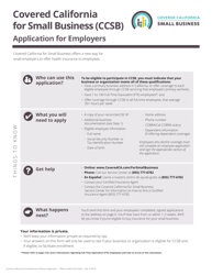 Document preview: Covered California for Small Business Employer Application - California