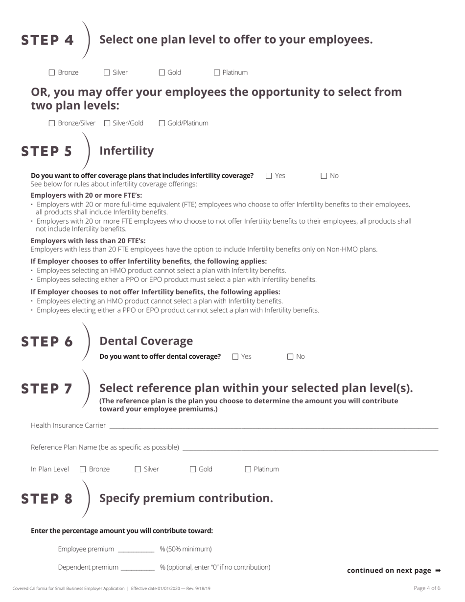 Covered California for Small Business Employer Application - California, Page 5