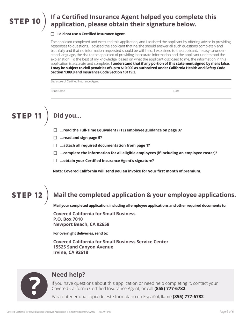 Covered California for Small Business Employer Application - California, Page 7