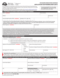 Form HLTH3497 Application for Pharmacare Plan G - British Columbia, Canada