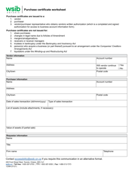Form 1238A &quot;Purchase Certificate Worksheet&quot; - Ontario, Canada